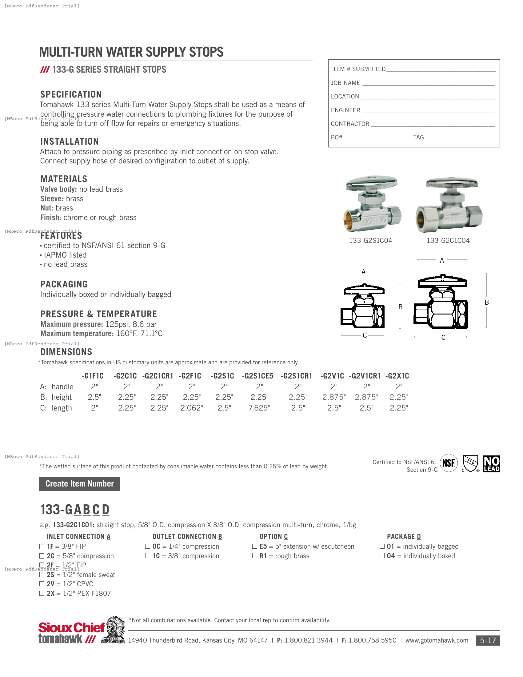 133 SERIES - MULTI-TURN SUPPLY STOP - SPEC SHEET.PDF Specification Document